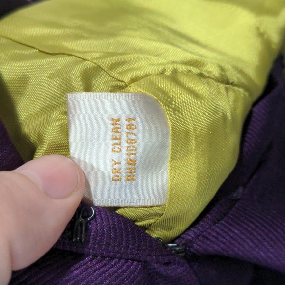 Aidan by Aidan Mattox Purple Silk Dress with Green Lining Size 0 Ruffle Blouson - Picture 10 of 10